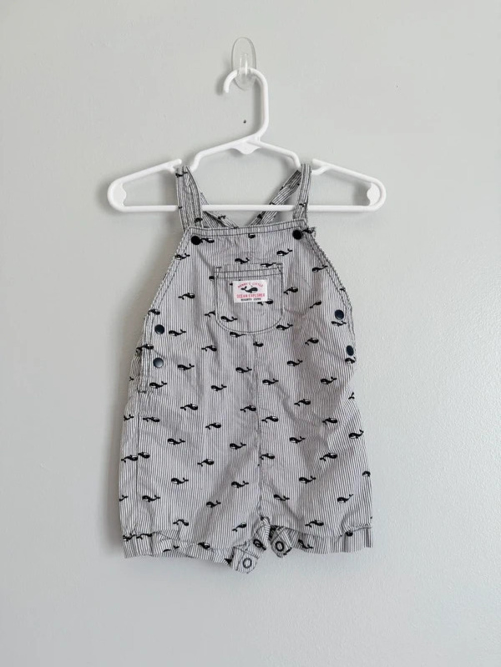 Carter’s Just One You Whale Striped Shortall Romper 12M